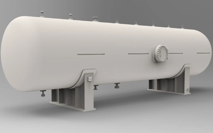 Wasserstoffbehälter nach ASME SEC.VIII.DIV.1 für Kraftwerk in Lybien – Behälterkonstruktion Lohmann Engineering