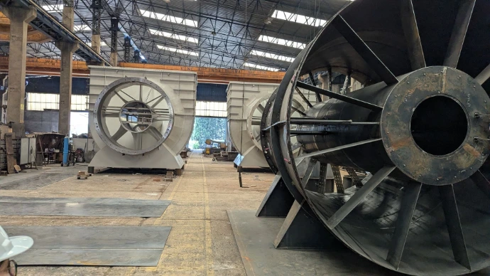 Lüftergehäuse für Kraftwerke in der Fertigung – Schweißkonstruktion und Lohnfertigung Lohmann Engineering